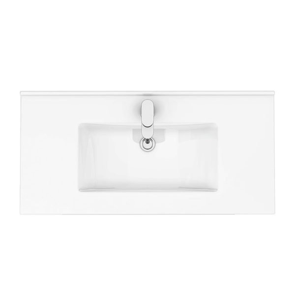 Nova 800mm Wall Hung Vanity Sink with Cabinet   Modern High Gloss White - Image 3