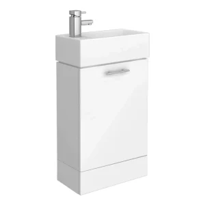 Cubix High Gloss White Vanity Unit inc Ceramic Basin W480 x D230mm