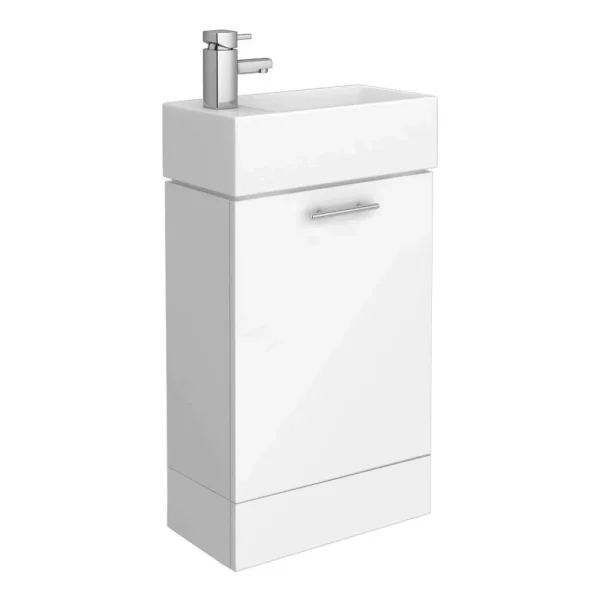 Cubix High Gloss White Vanity Unit inc Ceramic Basin W480 x D230mm