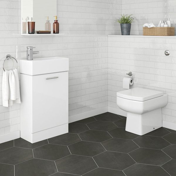 Cubix High Gloss White Vanity Unit inc Ceramic Basin W480 x D230mm - Image 3