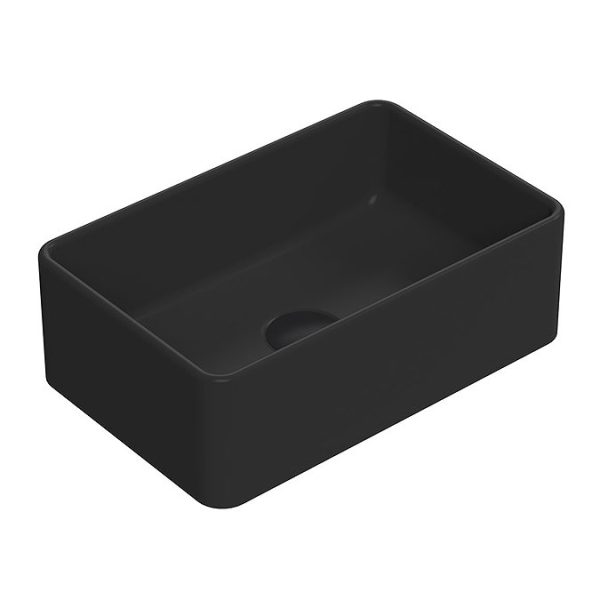 Venice Abstract 600 White Vanity   Wall Hung 2 Drawer Unit w. White Worktop, Rectangular Matt Black Basin & Handles - Image 3