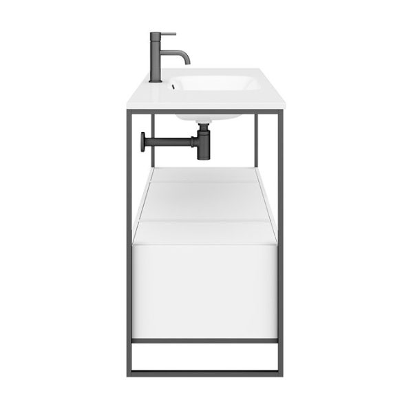Venice 1200 Black Frame Basin Washstand incl. Solid Stone Basin - Image 5