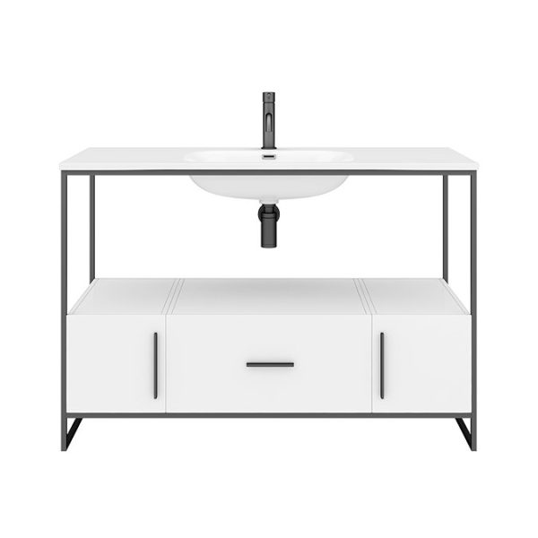 Venice 1200 Black Frame Basin Washstand incl. Solid Stone Basin - Image 6