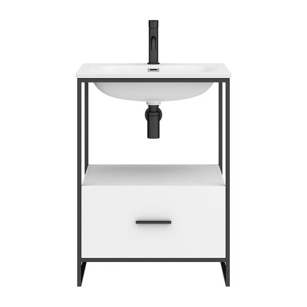 Venice 600 Black Frame Basin Washstand incl. Solid Stone Basin - Image 5