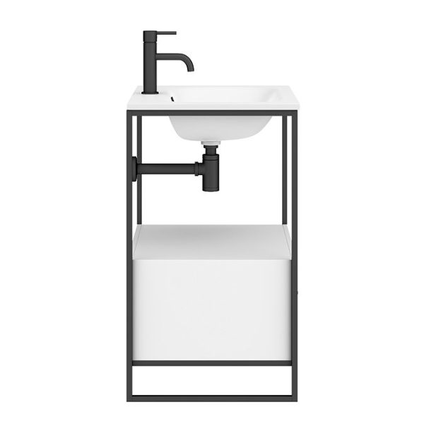 Venice 600 Black Frame Basin Washstand incl. Solid Stone Basin - Image 6