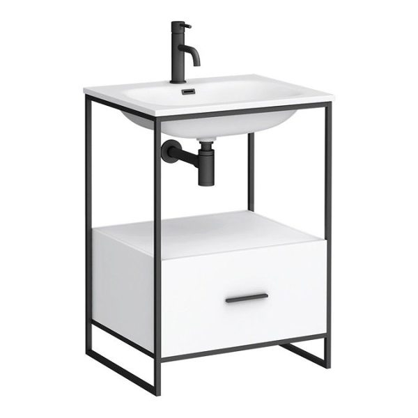 Venice 600 Black Frame Basin Washstand incl. Solid Stone Basin - Image 3