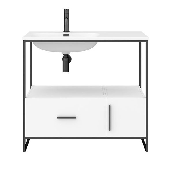 Venice 900 Black Frame Basin Washstand incl. Solid Stone Basin - Image 5