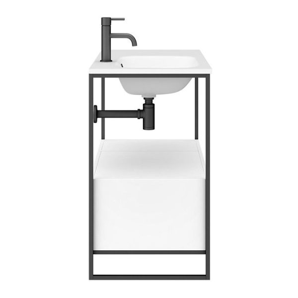 Venice 900 Black Frame Basin Washstand incl. Solid Stone Basin - Image 7