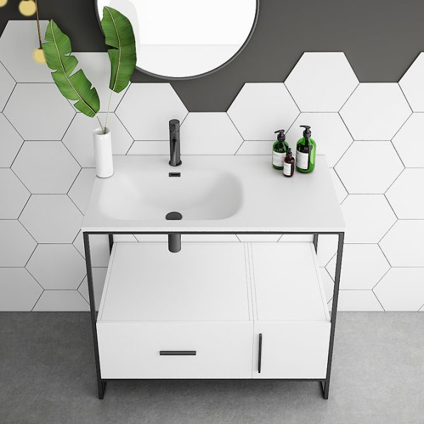 Venice 900 Black Frame Basin Washstand incl. Solid Stone Basin - Image 2