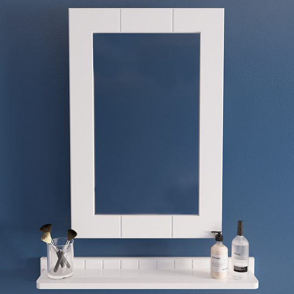 Croydex Portland White Wood Tongue & Groove Mirror - Image 2