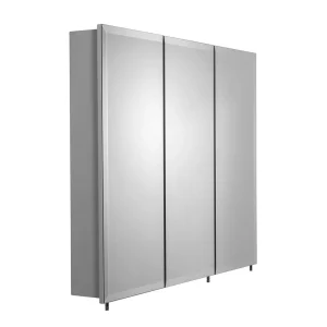 Croydex Westbourne Triple Door Tri View White Steel Mirror Cabinet with FlexiFix