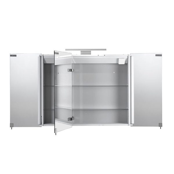 Croydex Hampton Hang N Lock Triple Door Illuminated Mirror Cabinet with Shaver Socket 700 x 900mm - Image 2