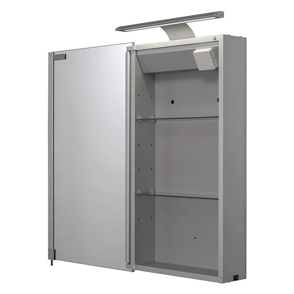 Croydex Jefferson Hang N Lock Single Door Illuminated Mirror Cabinet with Shaver Socket 700 x 400mm - Image 4
