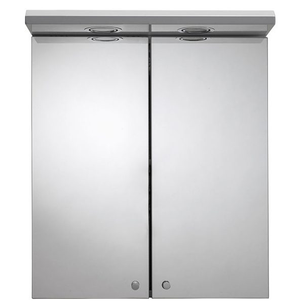 Croydex Shire 2 Door Mirror Cabinet with Light & Shaver Socket   White - Image 5