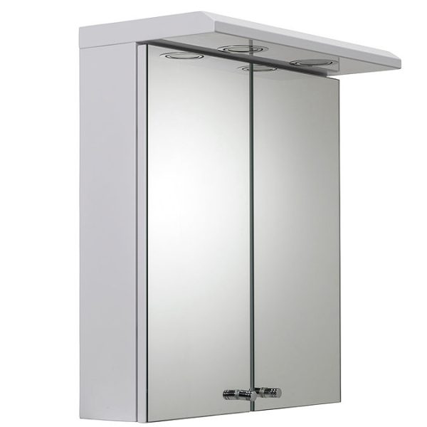 Croydex Shire 2 Door Mirror Cabinet with Light & Shaver Socket   White - Image 2