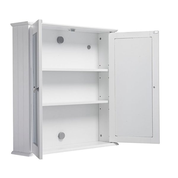 Croydex Ashby White Wooden Double Door Mirror Cabinet with FlexiFix - Image 5