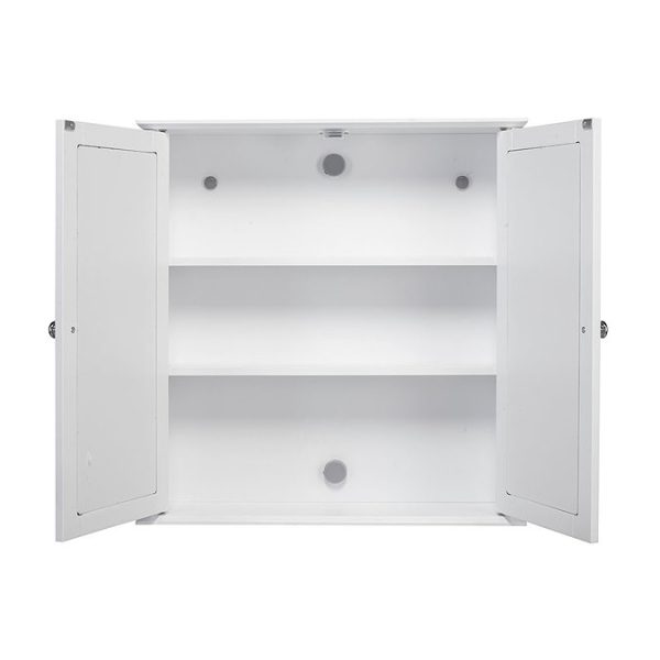 Croydex Ashby White Wooden Double Door Mirror Cabinet with FlexiFix - Image 2