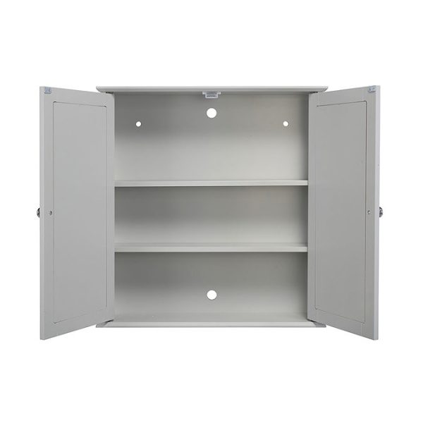 Croydex Ashby Grey Wooden Double Door Mirror Cabinet with FlexiFix - Image 2