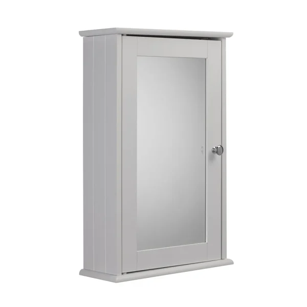 Croydex Malton Wooden Single Door White Bathroom Mirror Cabinet with FlexiFix