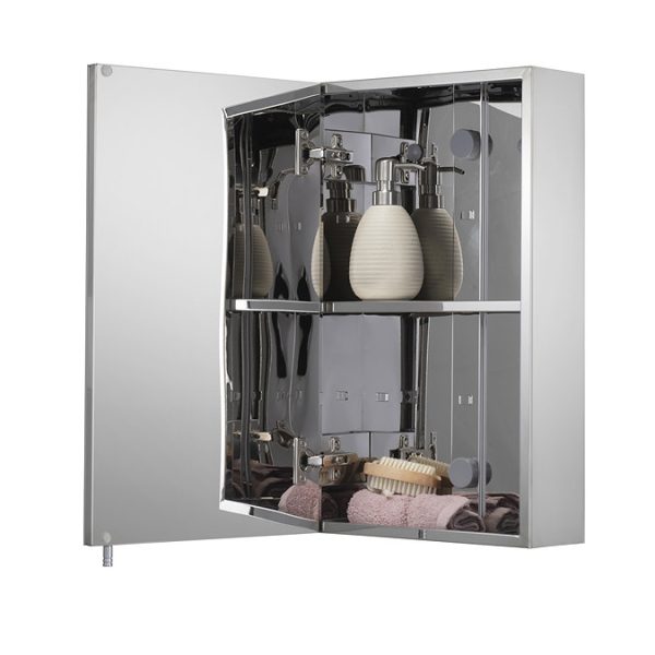 Croydex Cullen Single Door Stainless Steel Mirror Cabinet   520mm x 300mm - Image 4