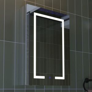 Croydex Hang N Lock Illuminated Single Door Cabinet with Shaver Socket   700 x 500mm