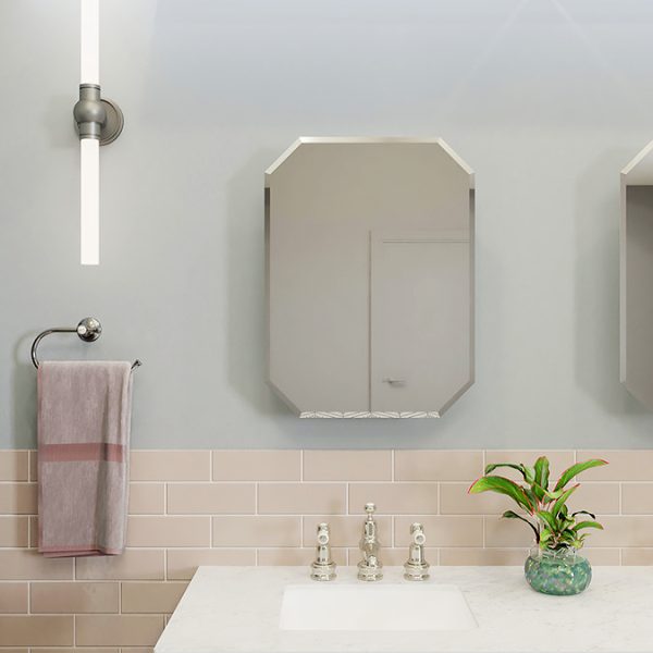 Croydex 600 x 450mm Lozenge Bevelled Edge Single Door Mirror Cabinet - Image 2