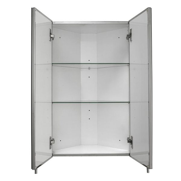Croydex Avisio Double Door Stainless Steel Corner Mirror Cabinet - Image 3