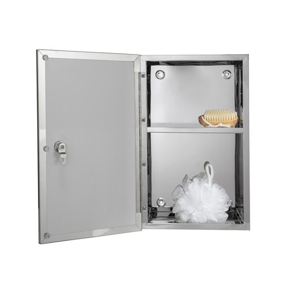 Croydex Trent Lockable Medicine Mirror Cabinet Stainless Steel - Image 3