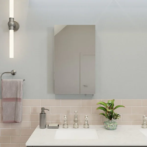 Croydex Dawley White Steel Single Door Mirror Cabinet with FlexiFix