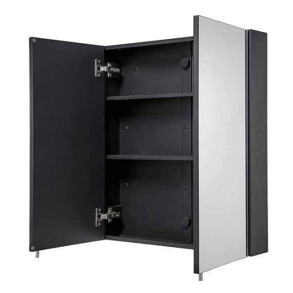 Croydex Dawley Matt Black 600mm Double Door Mirror Cabinet - Image 2