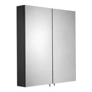 Croydex Dawley Matt Black 600mm Double Door Mirror Cabinet