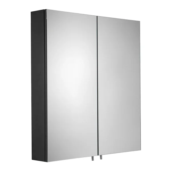 Croydex Dawley Matt Black 600mm Double Door Mirror Cabinet