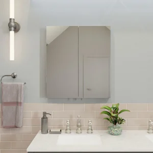 Croydex Dawley White Steel Double Door Mirror Cabinet with FlexiFix