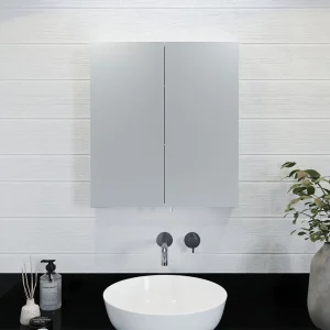Croydex Finchley Stainless Steel Double Door Mirror Cabinet with FlexiFix