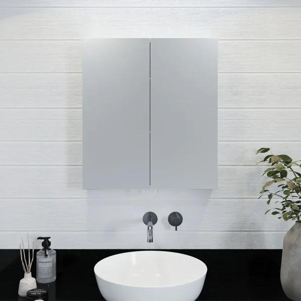 Croydex Finchley Stainless Steel Double Door Mirror Cabinet with FlexiFix