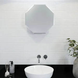 Croydex Favo Octagonal Mirrored Door Cabinet with Bevelled Edging