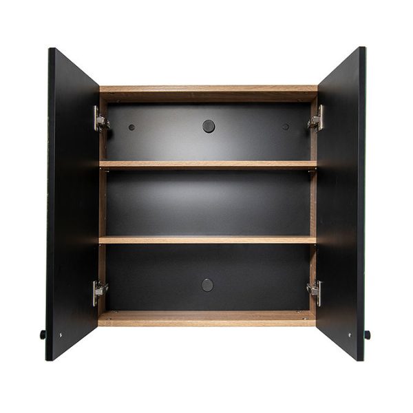 Croydex Ontario Teak Effect Wooden Double Door Mirror Cabinet with FlexiFix - Image 4