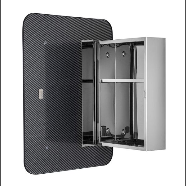 Croydex 600mm x 450mm Matt Black Framed Rectangular Mirror Cabinet - Image 2