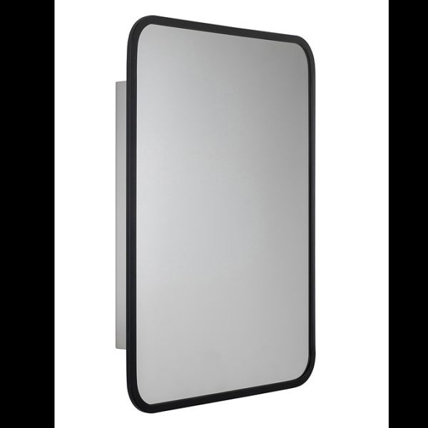 Croydex 600mm x 450mm Matt Black Framed Rectangular Mirror Cabinet - Image 4
