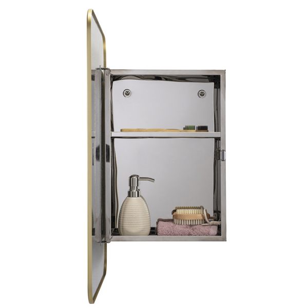 Croydex 600mm x 450mm Brass Framed Rectangular Mirror Cabinet - Image 5
