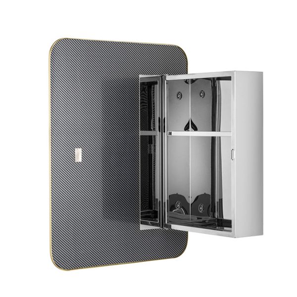 Croydex 600mm x 450mm Brass Framed Rectangular Mirror Cabinet - Image 2