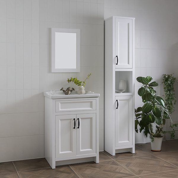 Chatsworth Traditional White Vanity 620mm Wide with Matt Black Handles - Image 5