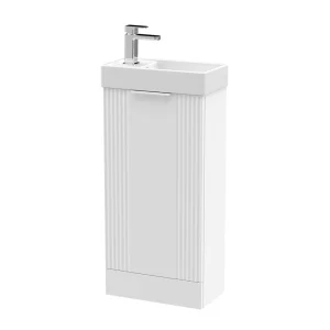 Roxbury Deco Fluted 400mm Satin White Floor Standing Cloakroom Vanity Unit