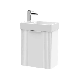 Roxbury Deco Fluted 400mm White Wall Hung Cloakroom Vanity Unit