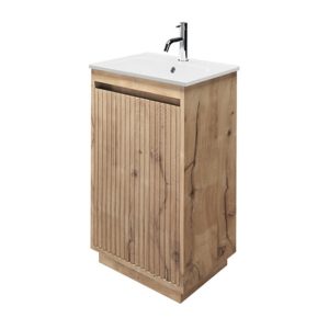 Crosswater Flute 470mm Windsor Oak Floor Standing Unit with Basin
