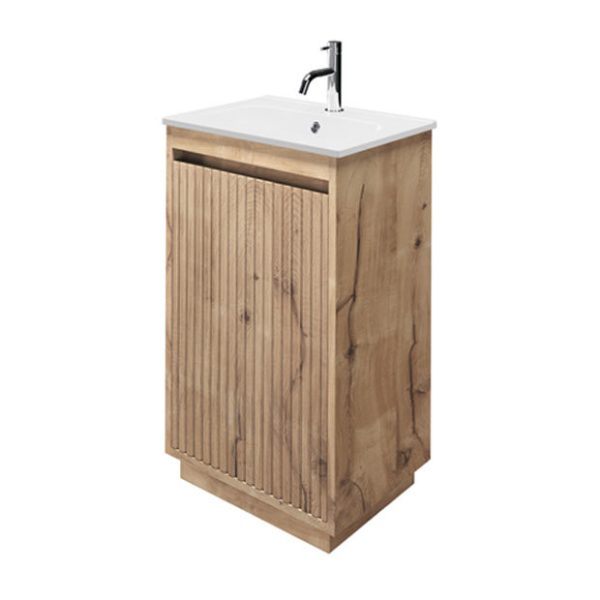 Crosswater Flute 470mm Windsor Oak Floor Standing Unit with Basin