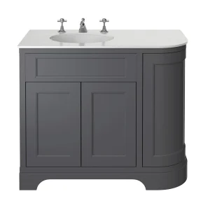 Heritage Wilton Graphite 1000mm Corner LH Vanity with White Marble Effect Basin Top