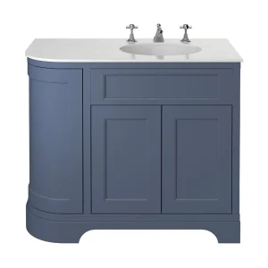 Heritage Wilton Maritime Blue 1000mm Corner RH Vanity with White Marble Effect Basin Top