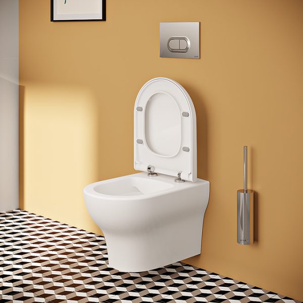 VitrA Zentrum Smooth Flush Rimless Wall Hung Toilet + Seat (Hidden Fixation) - Image 2