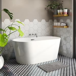 Mode Tate 1500 x 750mm White Double Ended Freestanding Bath with Waste